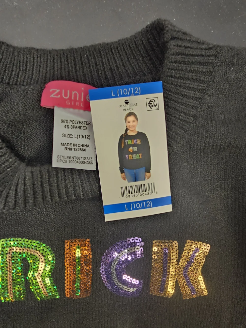 Zunie Girls' Black 'Trick R Treat' Sequin Sweater